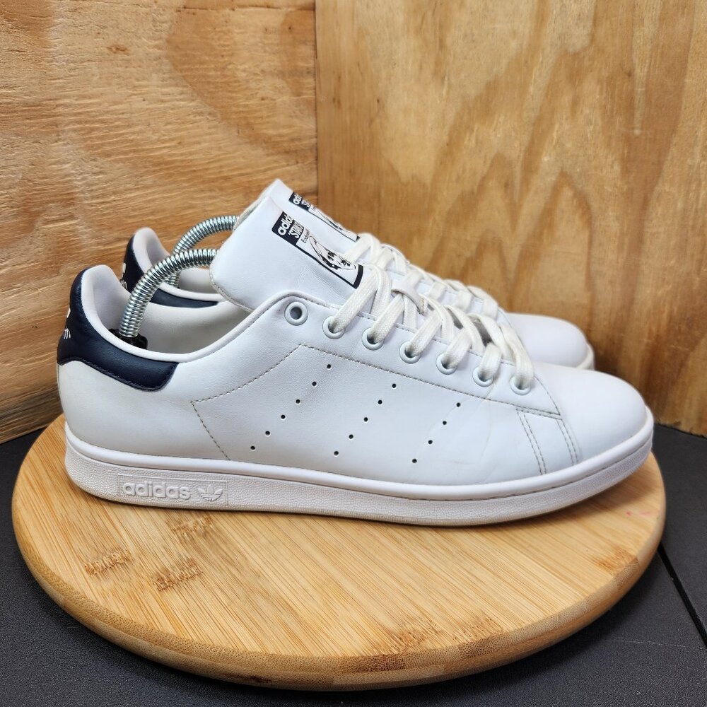 Adidas Men's White Sneakers with Navy Accents